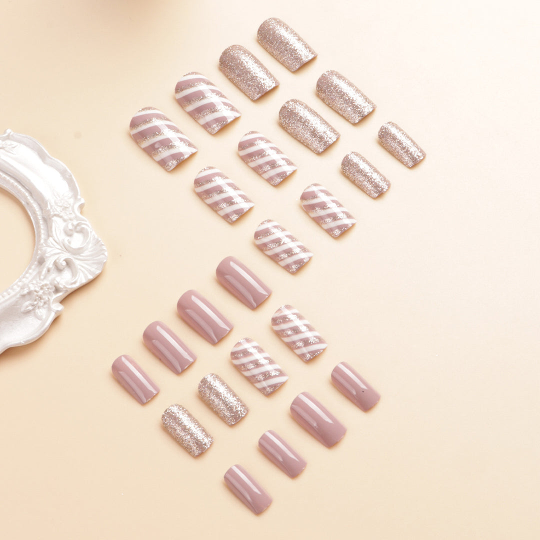 Glittery Press-On Nail Tips Set Kalsten