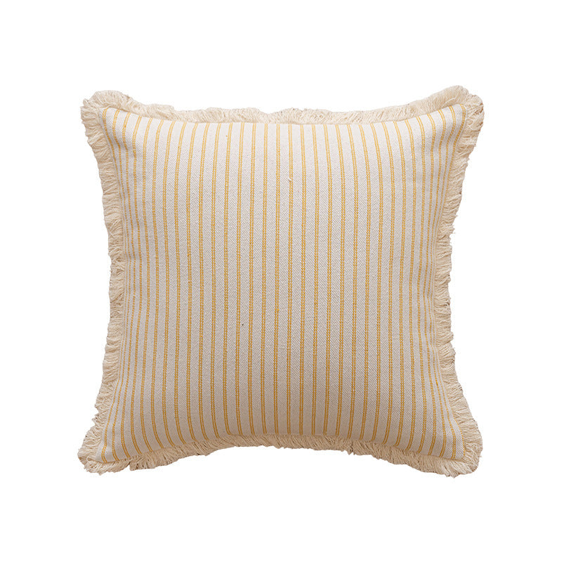 Striped Fringe Decorative Pillow