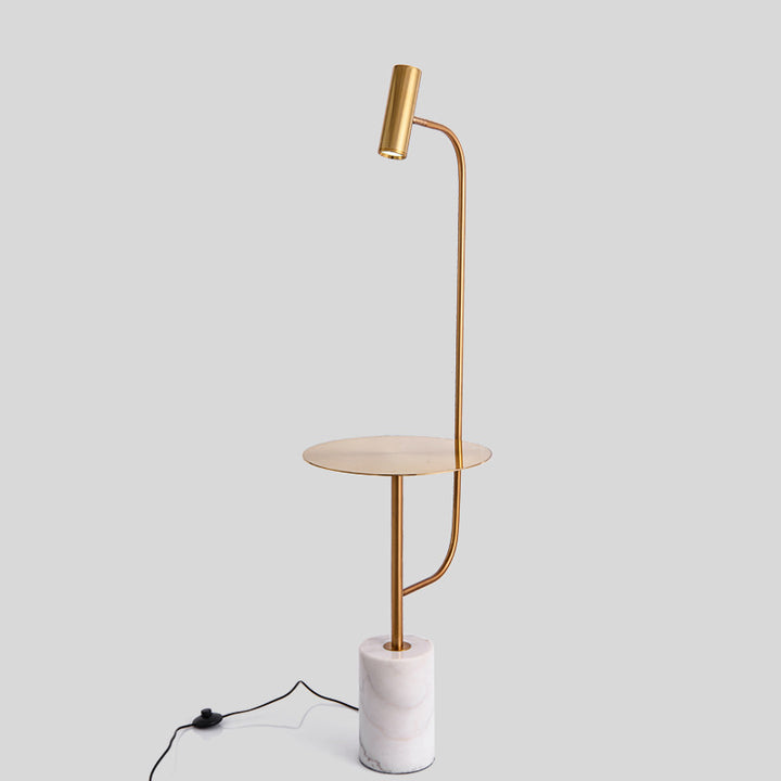 Modern Marble Base Floor Lamp with Integrated Side Table