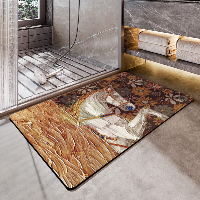 Artistic Horse-Themed Bath Mat Kalsten