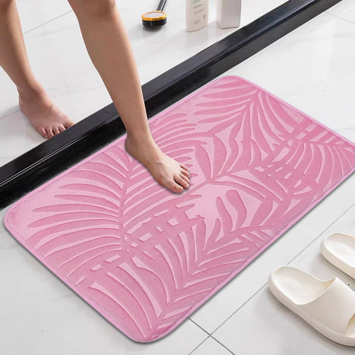 Tropical Leaf Design Memory Foam Bath Mat Kalsten
