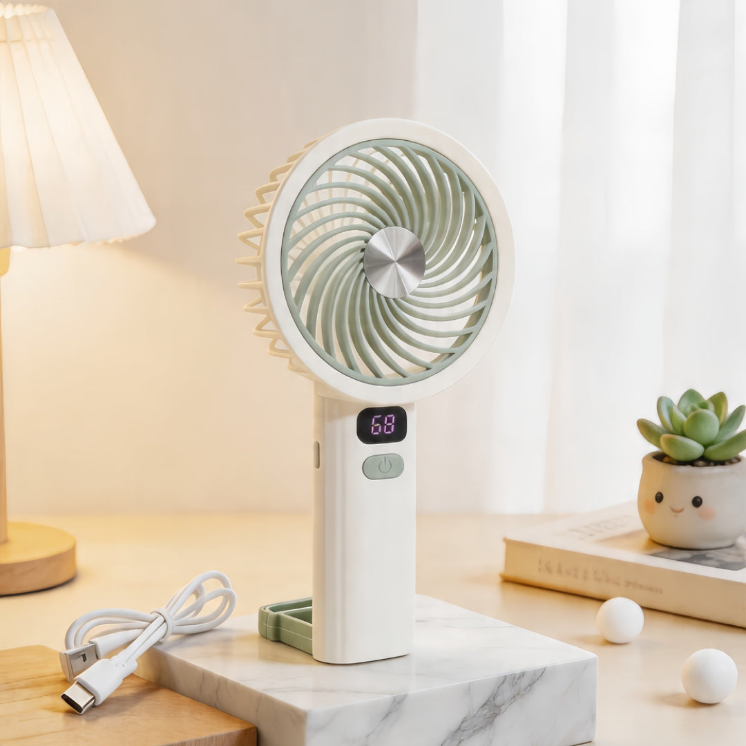 Women's Portable Handheld Fan with Digital Temperature Display Kalsten    1782815910