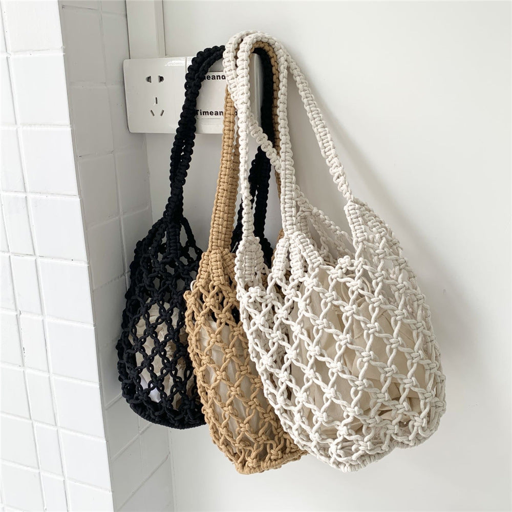 Hand-knotted tote bag with unusual mesh design Kalsten