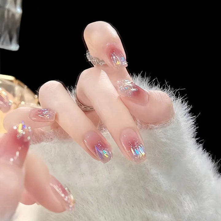 Artistic Press-On Nail Set with Glitter and Ombre Effects Kalsten
