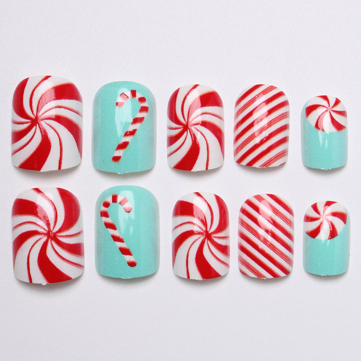 Festive Candy Cane Press-On Nails Kalsten