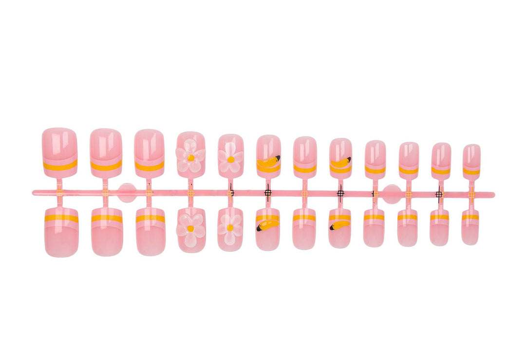 Artificial nail set with playful flower and fruit motifs Kalsten