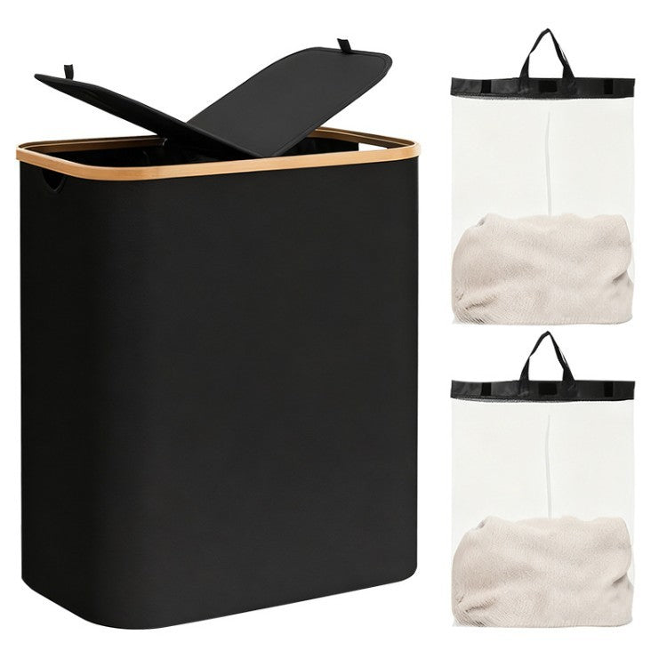 Laundry separation system with bamboo lid and multiple compartments Kalsten
