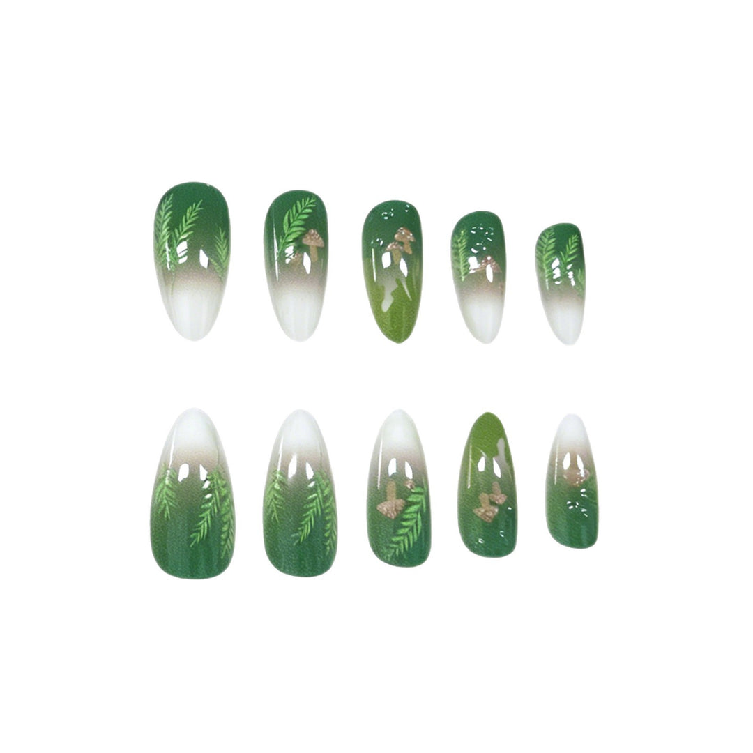 Elegant Leaf-Inspired Stiletto Nail Enhancements Kalsten