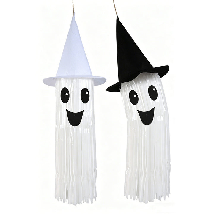 Hanging Ghost Decoration with Witch Hat and Long Fringes