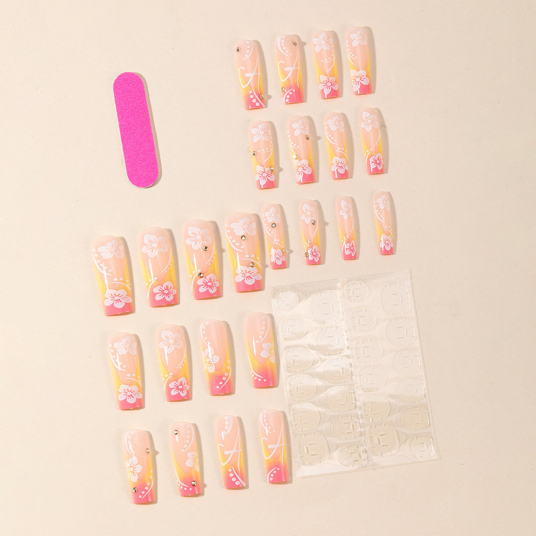 Floral-Themed Acrylic Nail Art Extensions Kalsten