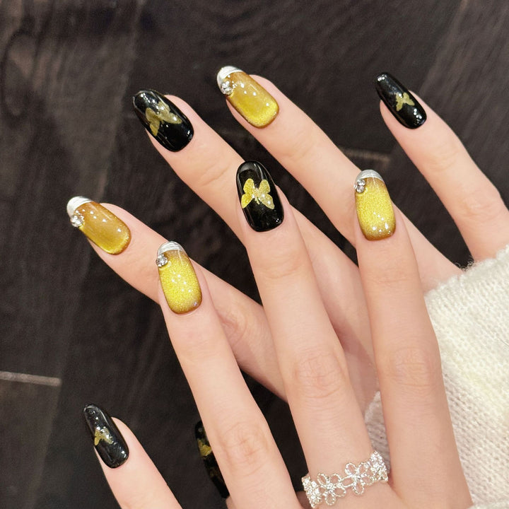 Artistic Butterfly-Inspired Press-On Nails