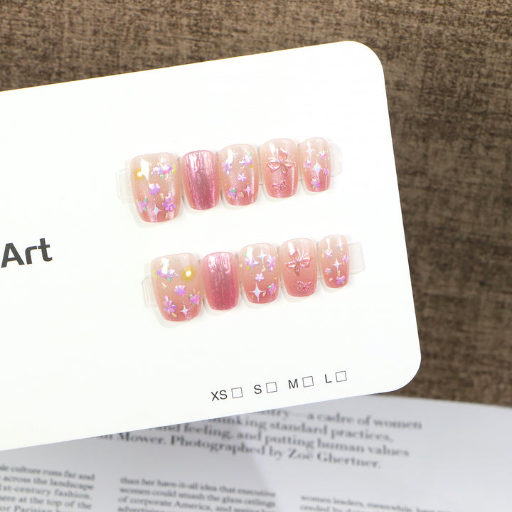 Artistic Floral-Embellished Press-On Nail Set Kalsten