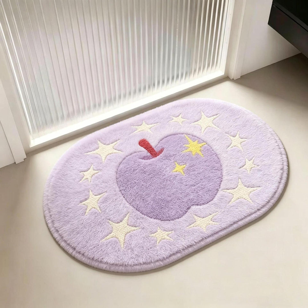 Playful Apple-Themed Plush Area Rug