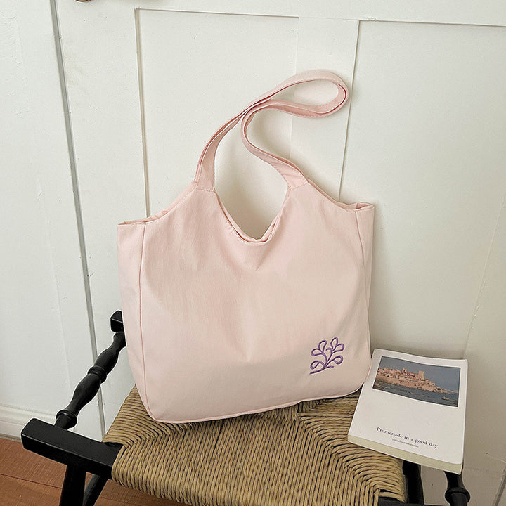 Spacious Embroidered Canvas Tote Bag