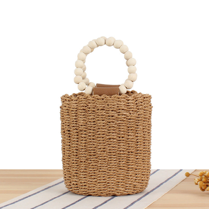 Trendy Handbag with Wooden Bead Handle Kalsten