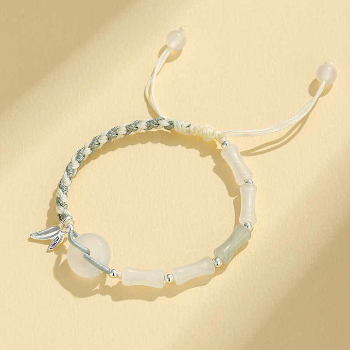 Adjustable Gemstone and Leaf Charm Bracelet Kalsten