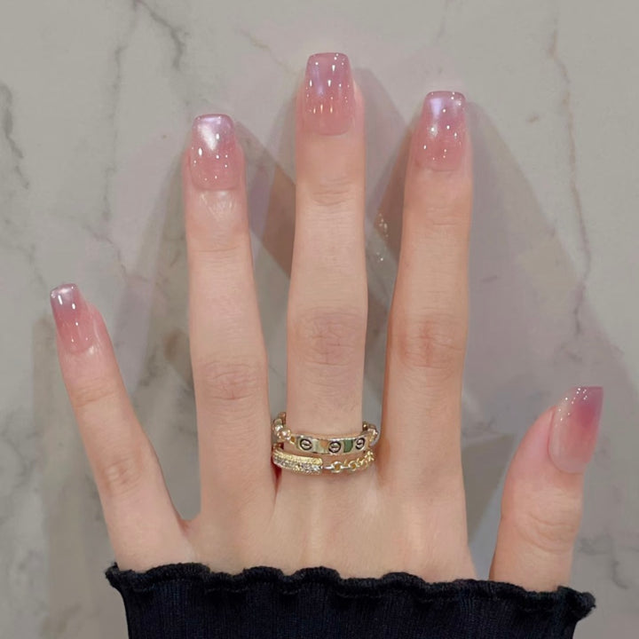 Glossy Press-On Nail Set with Elegant Ombre Effect Kalsten