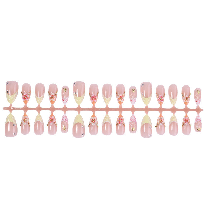 Artificial nail set with glamorous floral and glitter decorations Kalsten