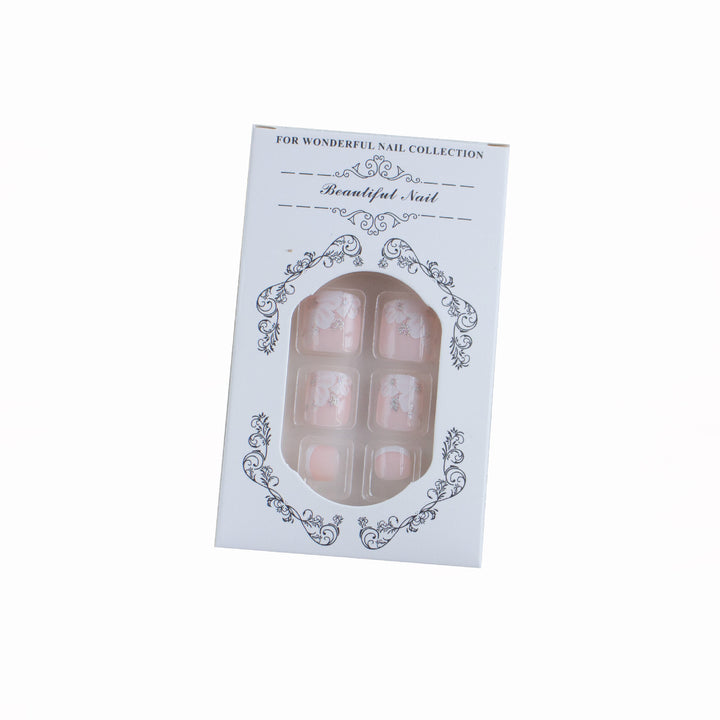 Elegant Floral Rhinestone-Embellished Press-On Toenails