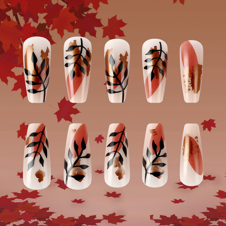 Artistic Autumn Leaf Press-On Nails Kalsten