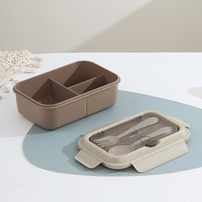 Multi-Compartment Bento Lunch Box with Integrated Utensils