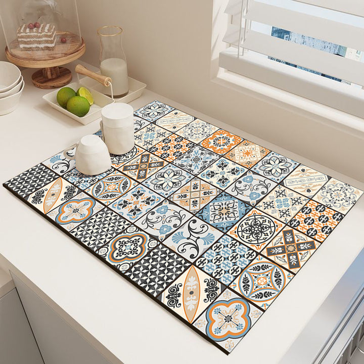 Elegant Mosaic Pattern Kitchen Mat Kalsten