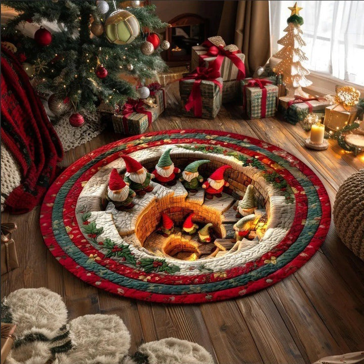 Festive Santa-Themed Round Area Rug