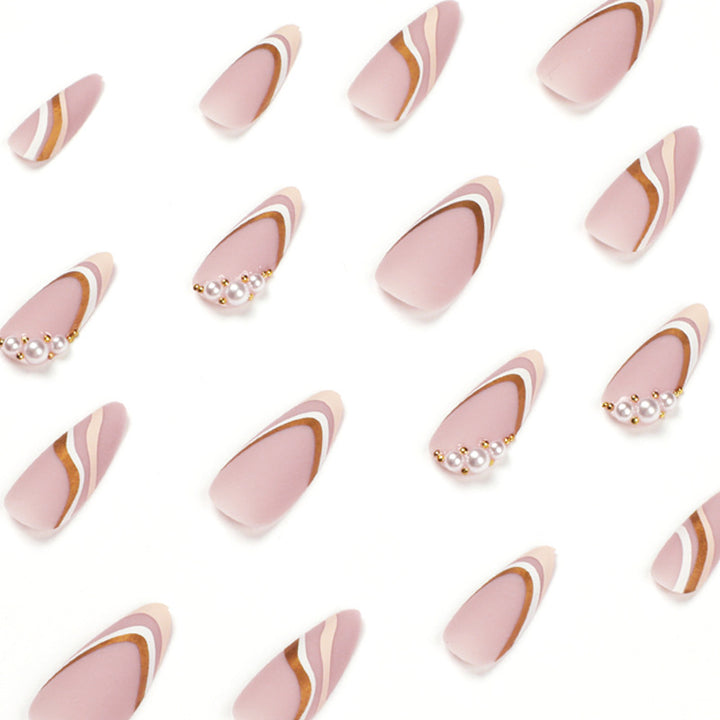 Artistic stiletto nails with elegant wave design Kalsten