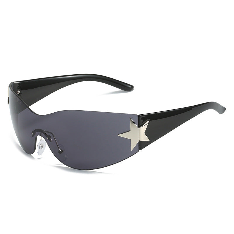 Fashion-Forward Shield Sunglasses with Star Accent Kalsten