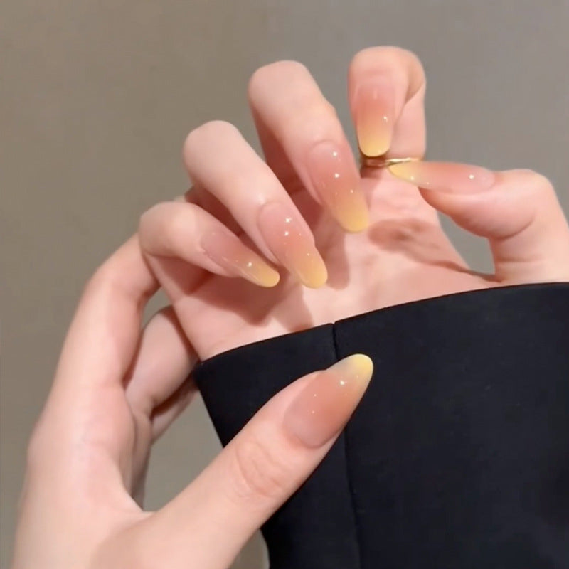 Glamorous Press-On Nail Set with Rhinestone and Glossy Finish Kalsten