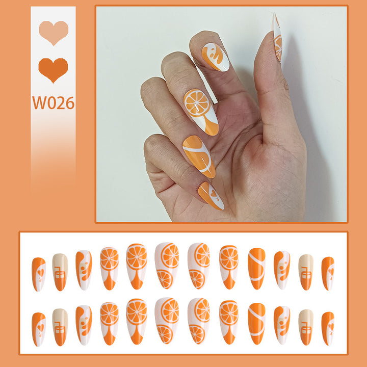 Artificial Nail Set with Fruity Orange Design Kalsten