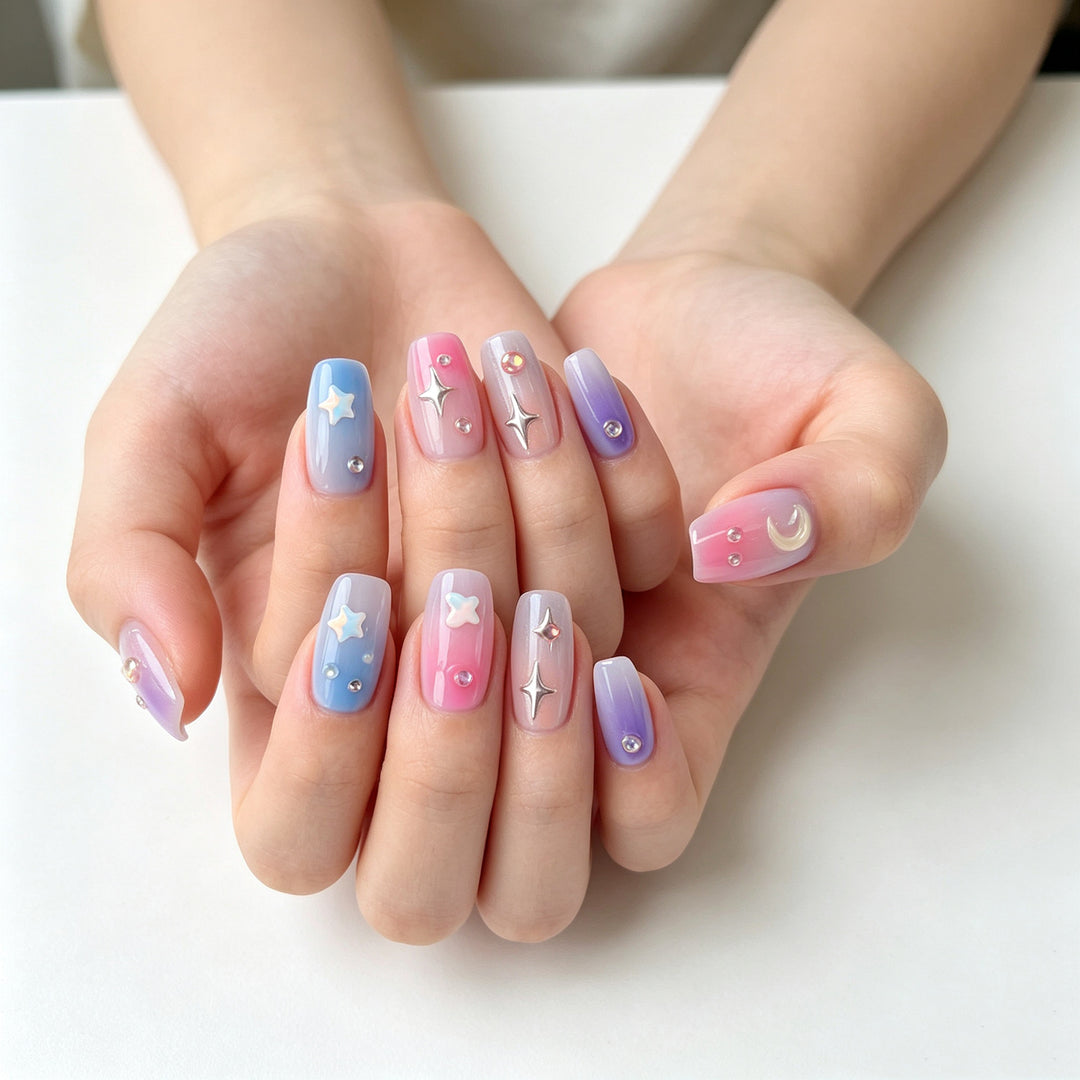 Artistic Nail Design with Celestial Theme Kalsten