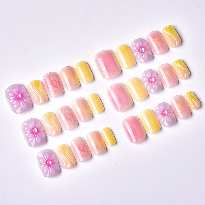 Artistic Floral Press-On Nails Set Kalsten