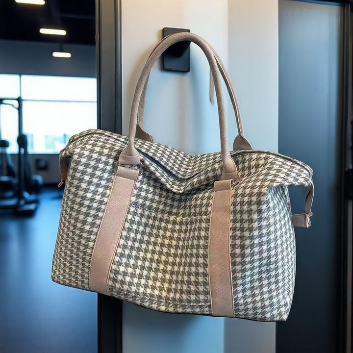 Spacious Tote Bag With Stylish Houndstooth Pattern Kalsten