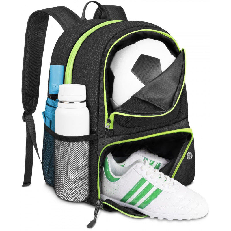 Sporty backpack with compartments for soccer, water bottle, and shoes Kalsten