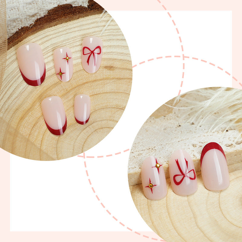 Acrylic nail set with elegant arch design and glitter effects Kalsten
