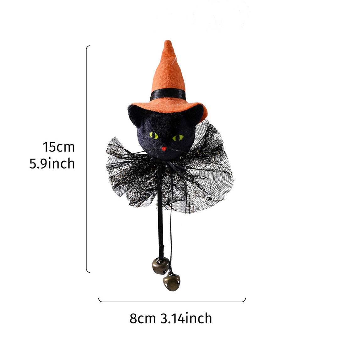 Halloween hair clip with cat face, witch hat and bell