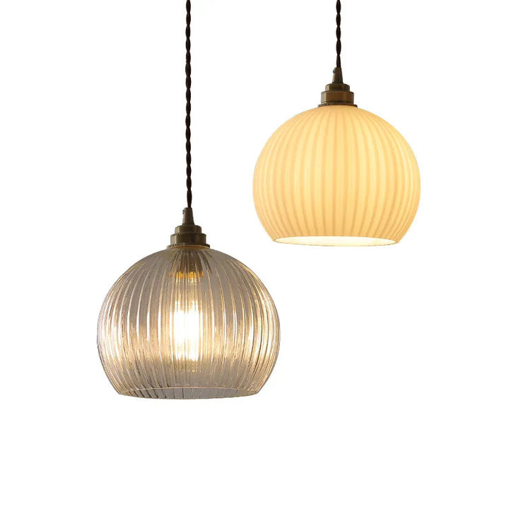 Elegant Ribbed Glass Pendant Light