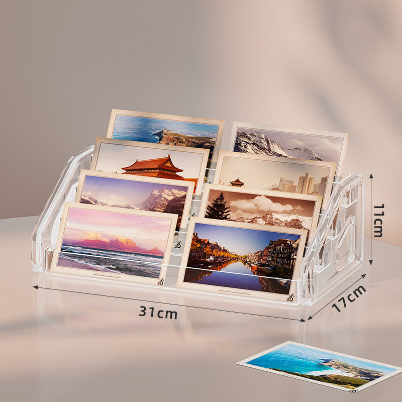 Clear Acrylic Multi-Slot Postcard and Photo Countertop Display Organizer