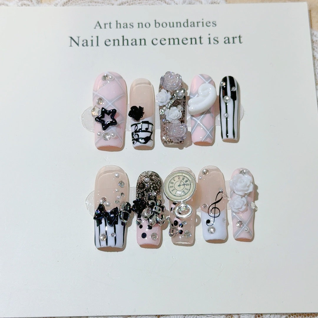 Musical-Themed Press-On Nail Art Set