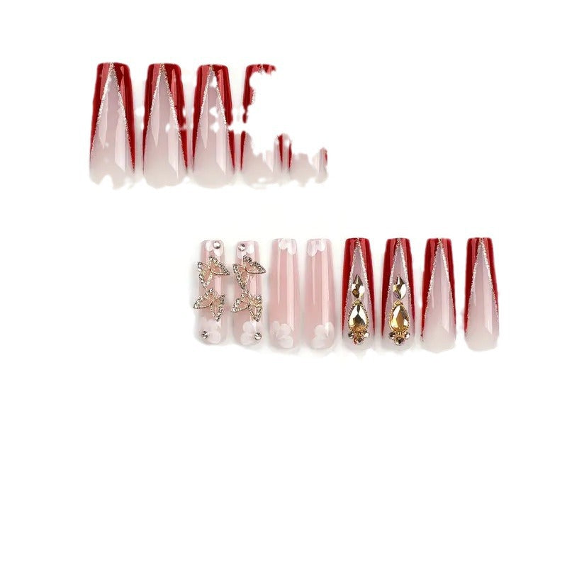 Glamorous Decorative Long-Length Press-On Nails Kalsten