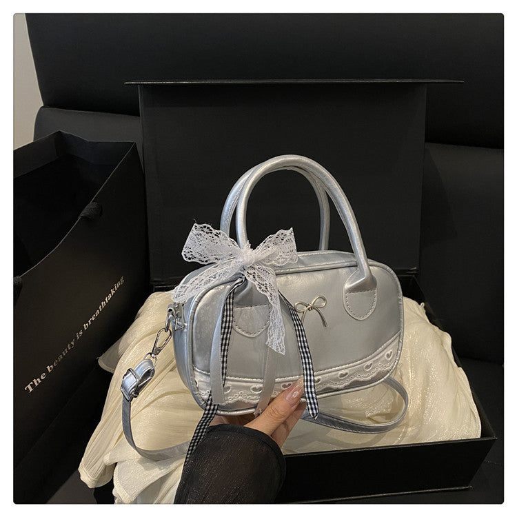Elegant Lace-Trimmed Bow Handbag Kalsten