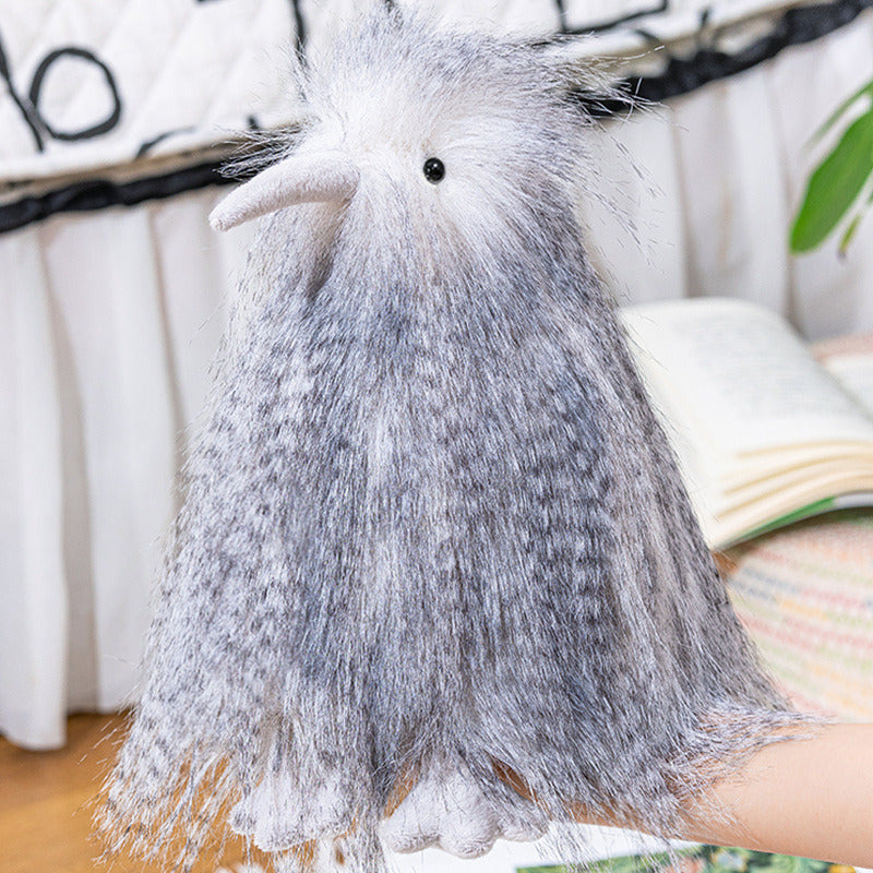 Long-Haired Faux-Fur Decorative Bird Plush Figurine with Soft Beak & Stable Base Kalsten