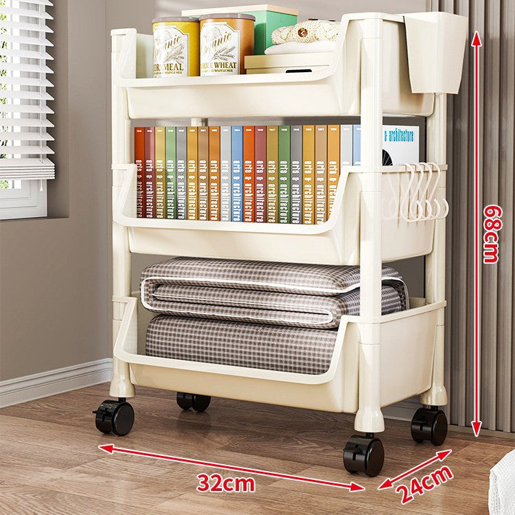 Compact Two-Tier Rolling Storage Cart with Removable Bins and Swivel Casters