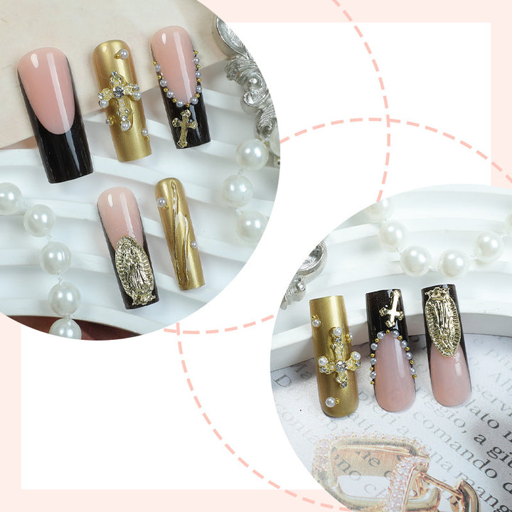 Artistic Press-On Nail Collection with Glamorous Gem Accents kalsten