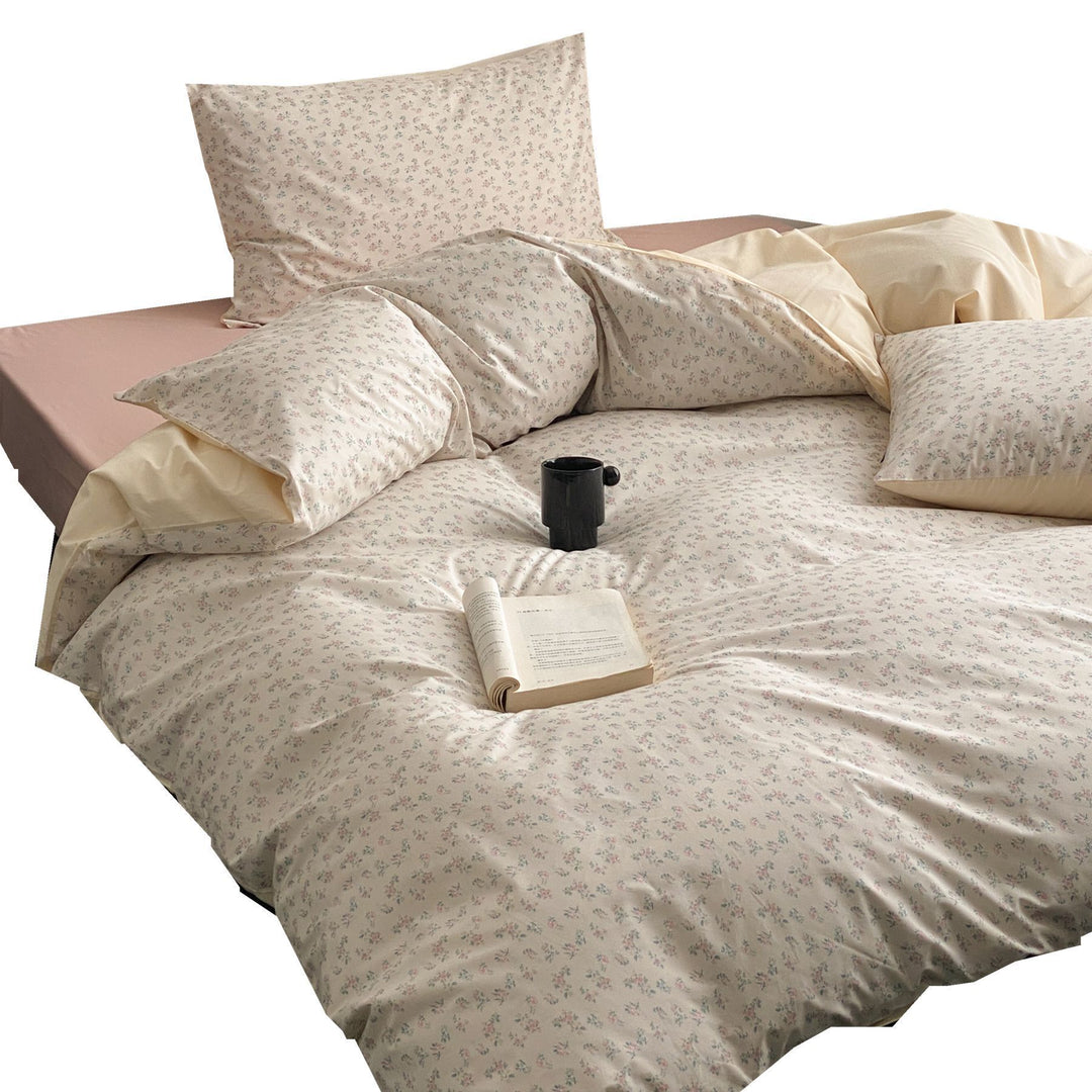 Reversible Mako cotton satin duvet cover set with minimalist dotted terrazzo look