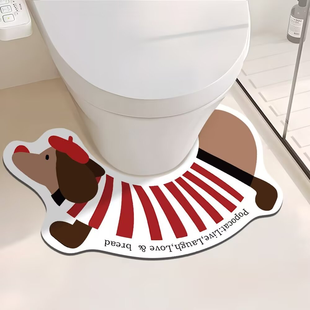Cartoon Dog-Themed Bathroom Mat