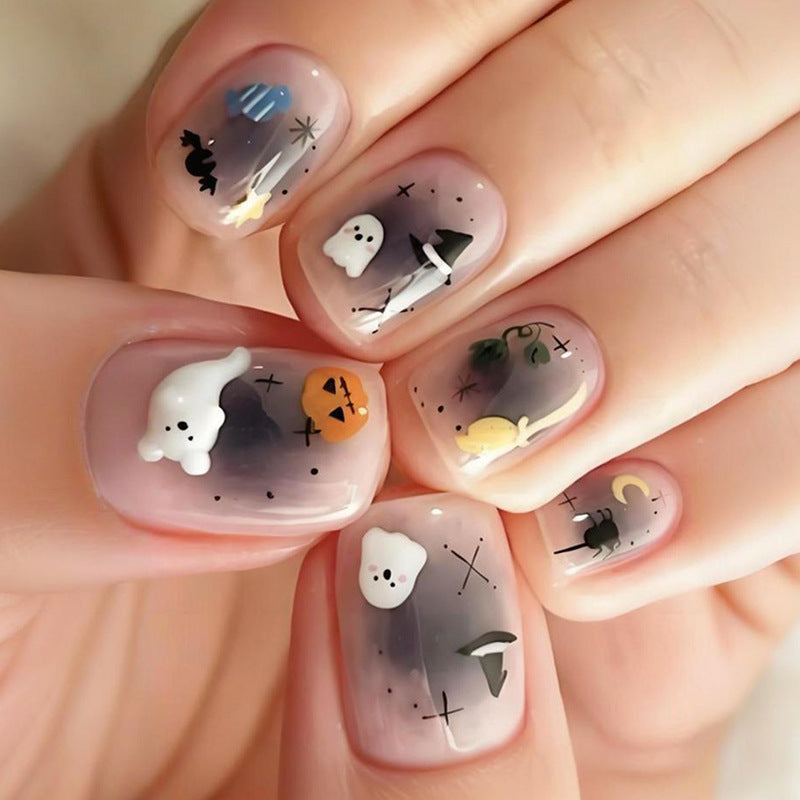 Artificial nail set with Halloween motifs and creative designs Kalsten