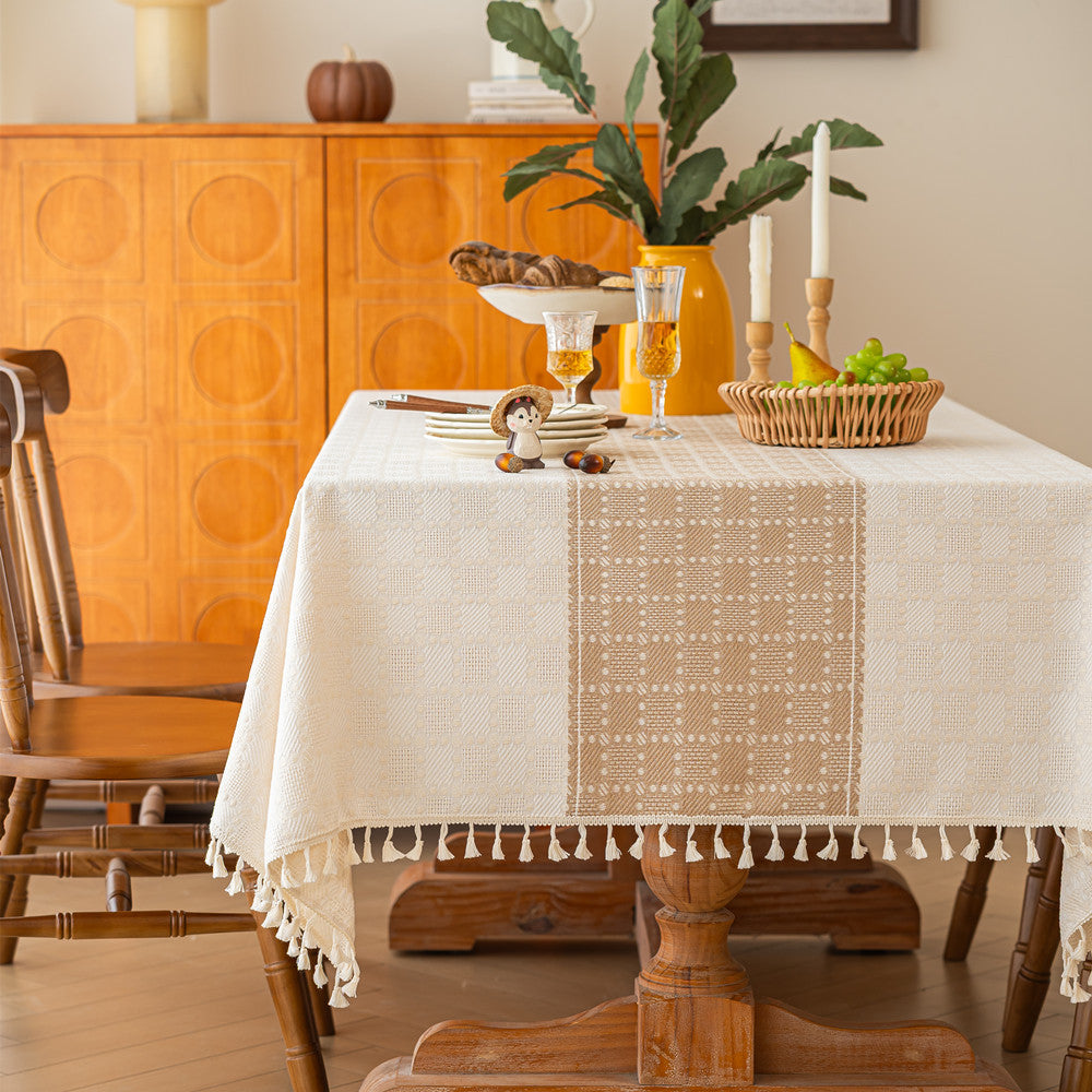 Decorative Tablecloth with Tassel Trim