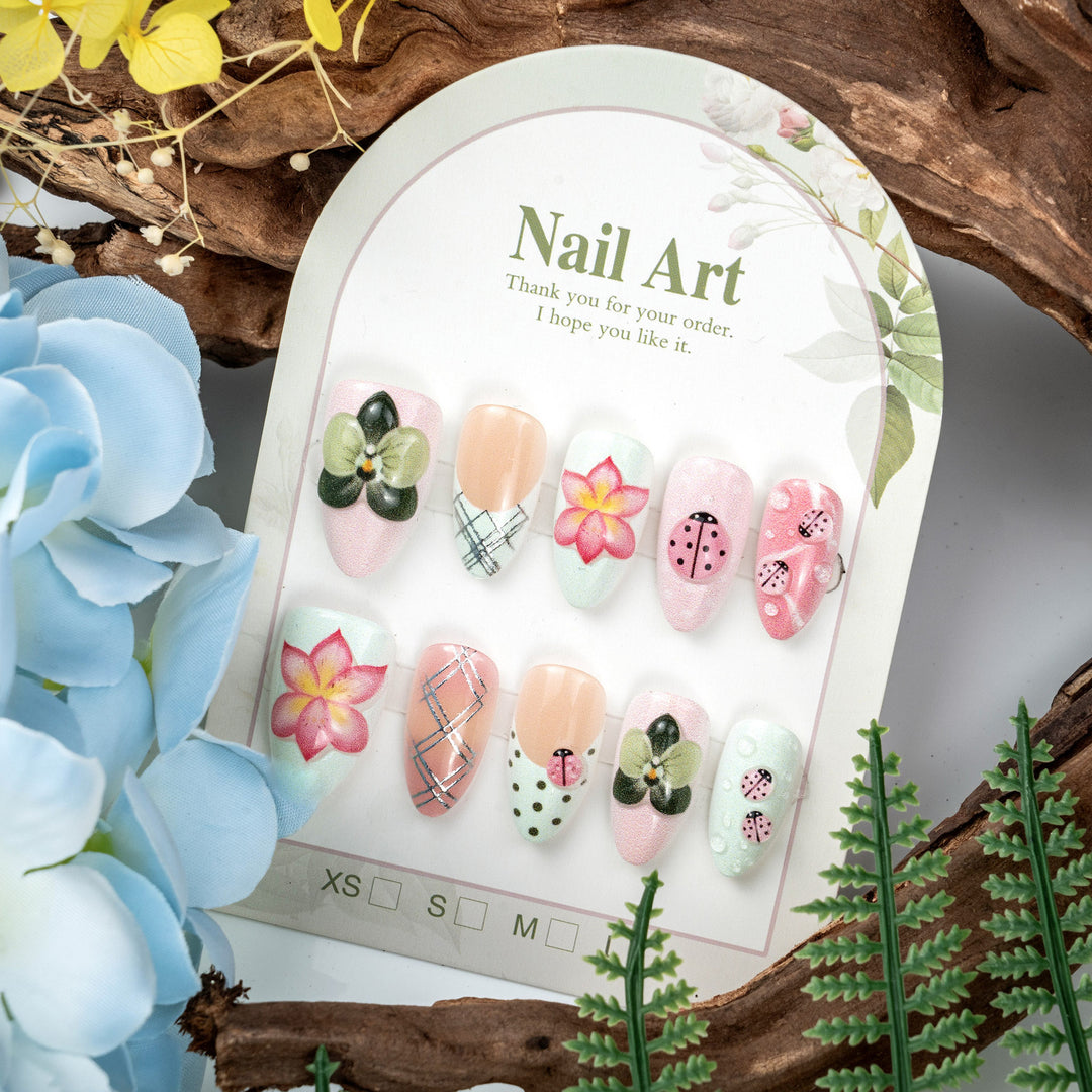 Creative Floral-Themed Press-On Nail Set